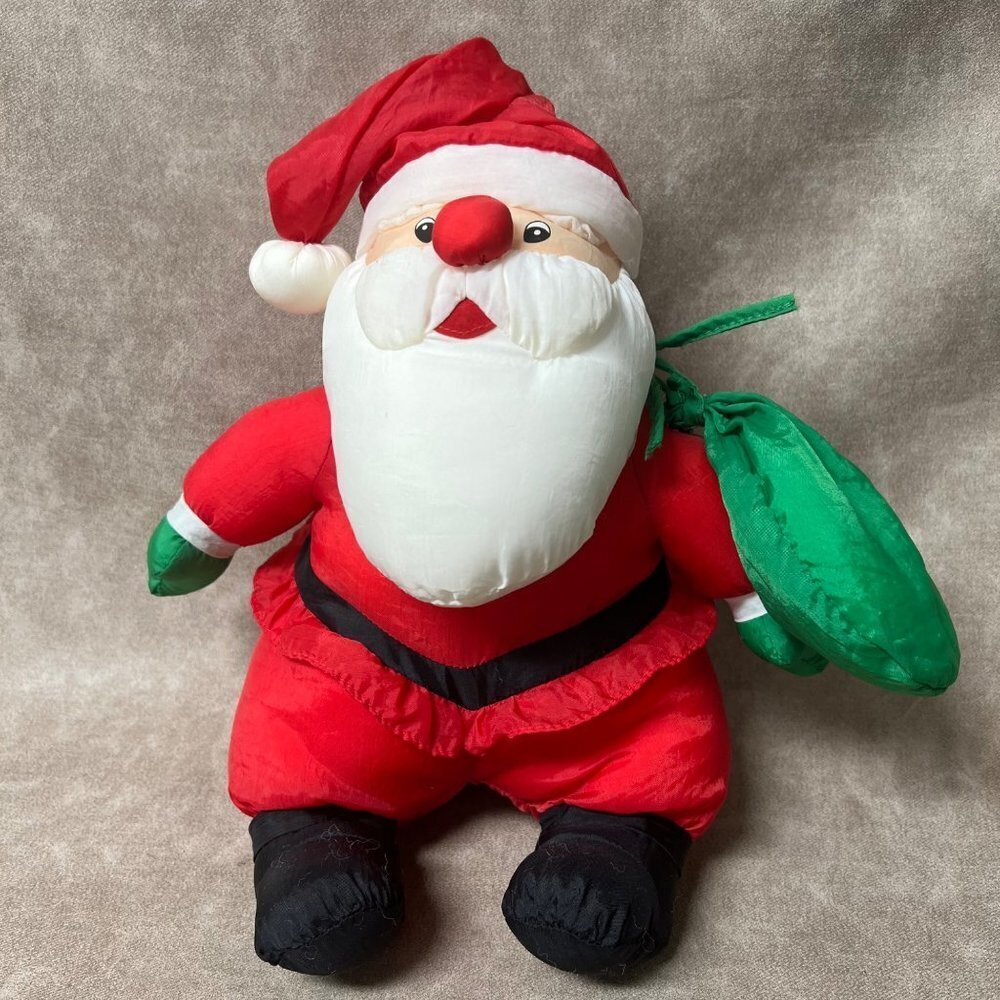 Vintage Nylon Puffalump Santa Claus Christmas Plush Toy
